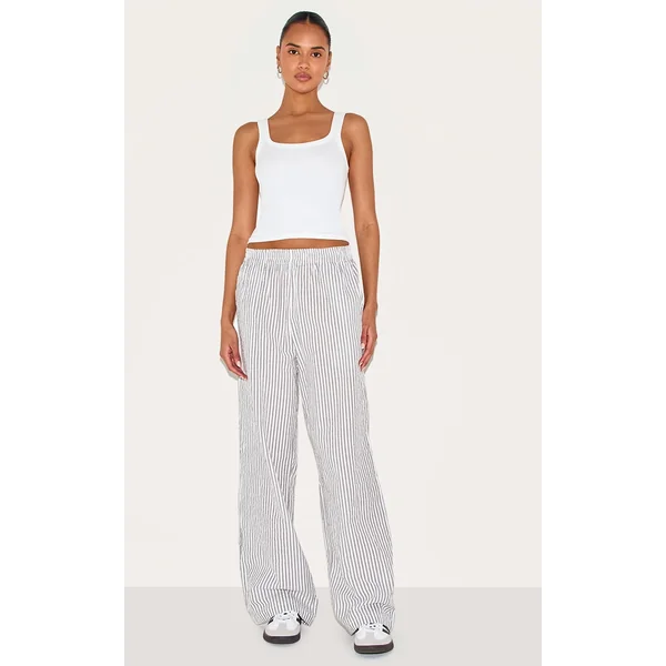 Grey Pinstripe Elasticated Waist Pants