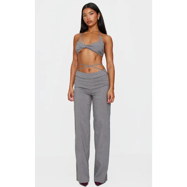 Grey Tailored Seam Detail Pants
