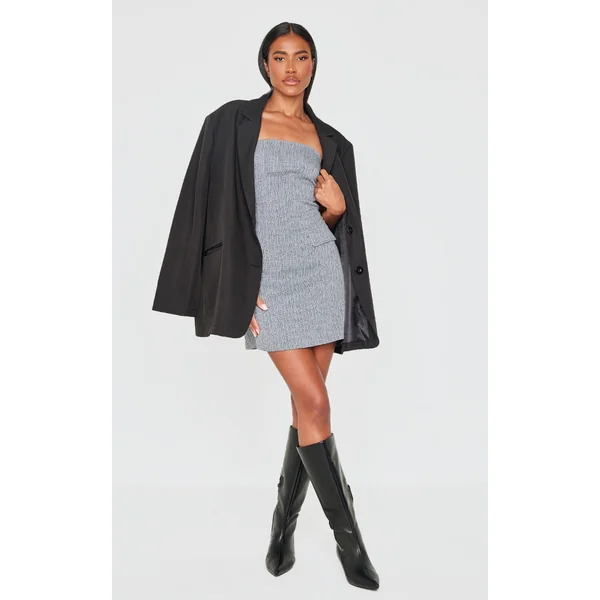 Grey Twill Bandeau Shift Dress