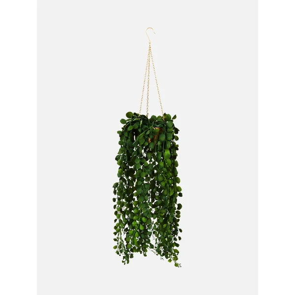 Hanging Faux Plant In Planter - Gold