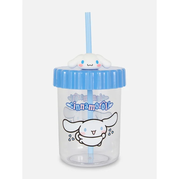 Hello Kitty Cinnamoroll Cup and Straw Set - Blue