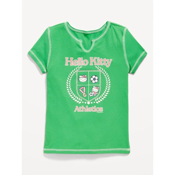 Hello Kitty® Fitted Ribbed Graphic T-Shirt for Girls - Green