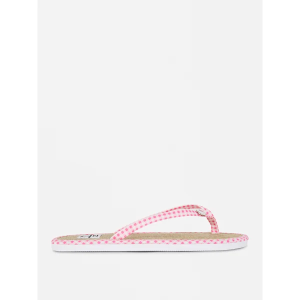 Hello Kitty Gingham Flip Flops - Natural