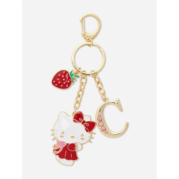 Hello Kitty Initial Charm Keyring - Pink