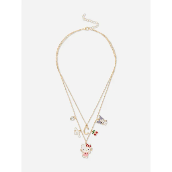 Hello Kitty Initial Charm Necklace - Gold