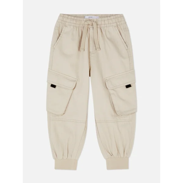 Herringbone Cargo Joggers - Stone