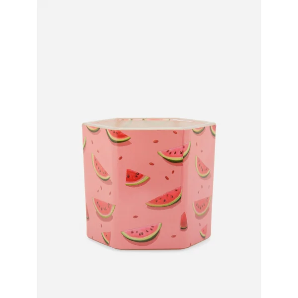 Hexagonal Floral Candle Jar - Hot Pink