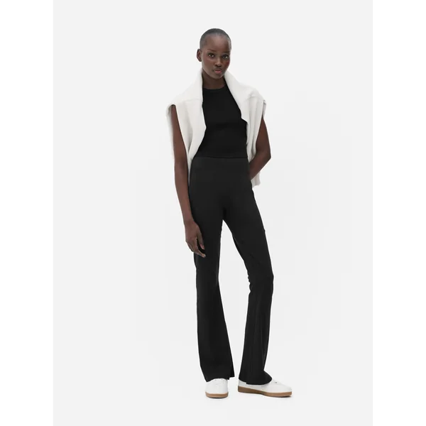 High Waist Flared Leggings - Black