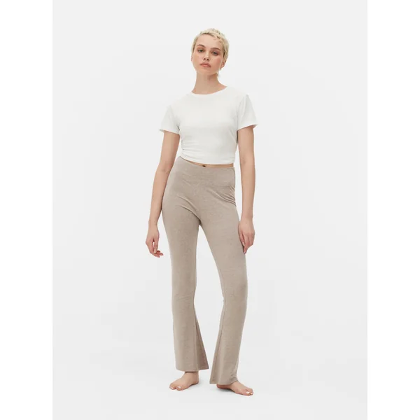 High Waist Flared Leggings - Oatmeal