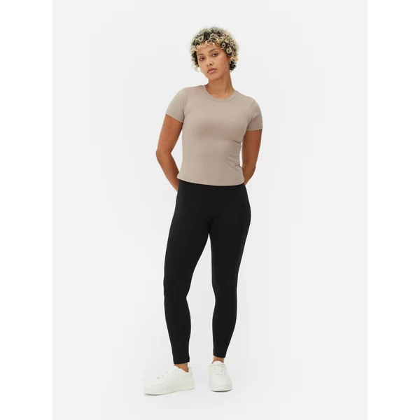 High Waist Jersey Leggings - Black