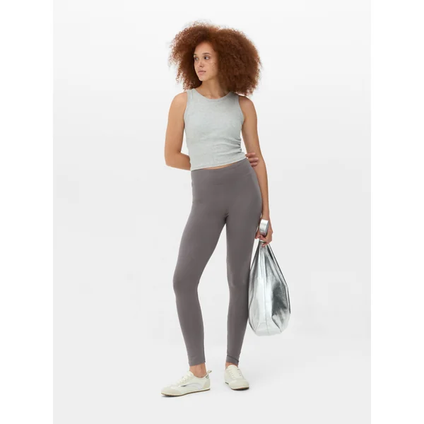 High Waist Jersey Leggings - Charcoal
