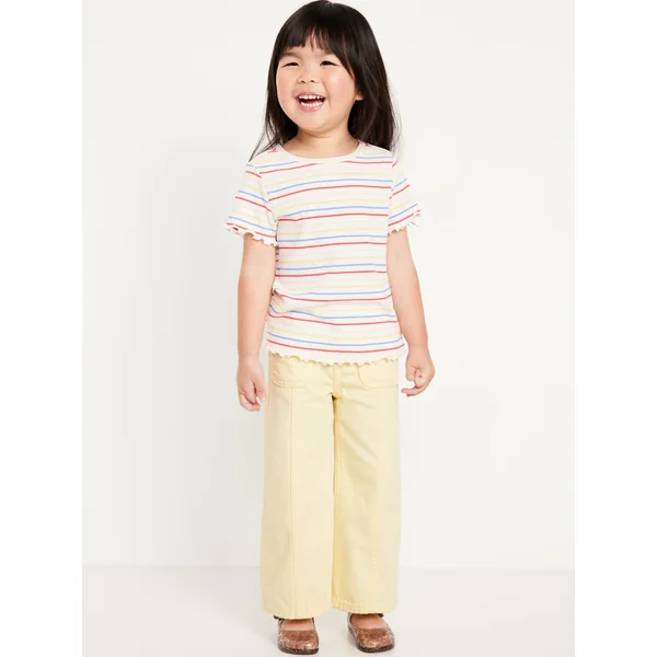 High-Waisted Baggy Mariner Wide-Leg Jeans for Toddler Girls - Cool Almond