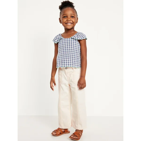 High-Waisted Baggy Mariner Wide-Leg Jeans for Toddler Girls - Creme De La Creme