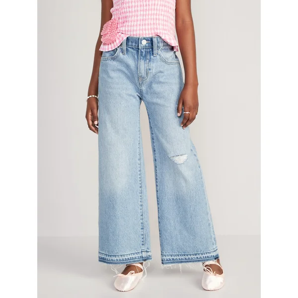 High-Waisted Baggy Ripped Wide-Leg Jeans for Girls - Recess