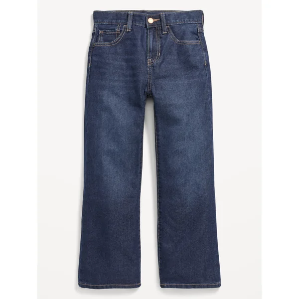 High-Waisted Baggy Wide-Leg Jeans for Girls - Dark Indigo