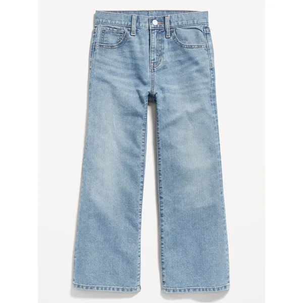 High-Waisted Baggy Wide-Leg Jeans for Girls - Faded Blues