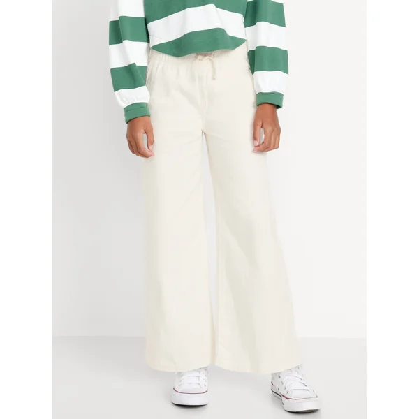 High-Waisted Baggy Wide-Leg Pull-On Jeans for Girls - Creme de la Creme