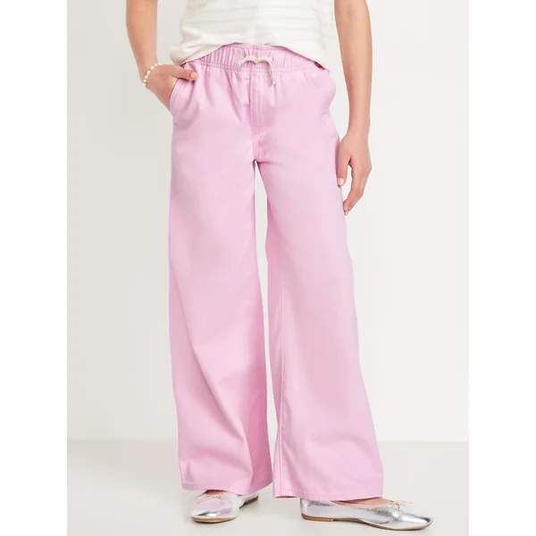 High-Waisted Baggy Wide-Leg Pull-On Jeans for Girls - Oleander