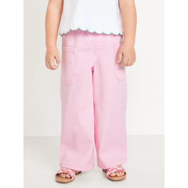 High-Waisted Baggy Wide-Leg Pull-On Pants for Toddler Girls - Oleander