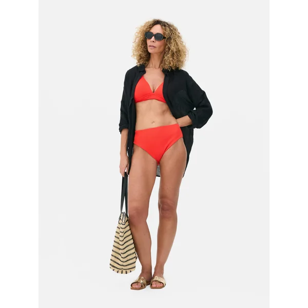 High-Waisted Bikini Bottoms - Coral