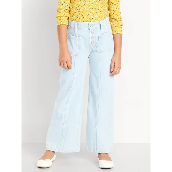 High-Waisted Button-Fly Super Baggy Wide-Leg Jeans for Girls - VOGUE