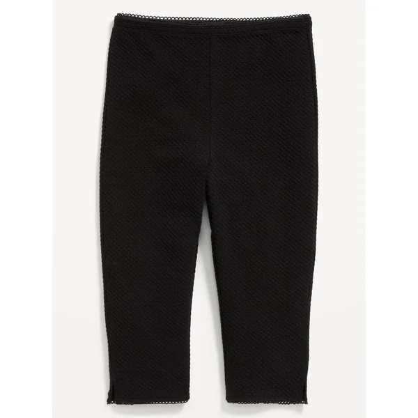 High-Waisted Capri Leggings for Girls - Black Jack