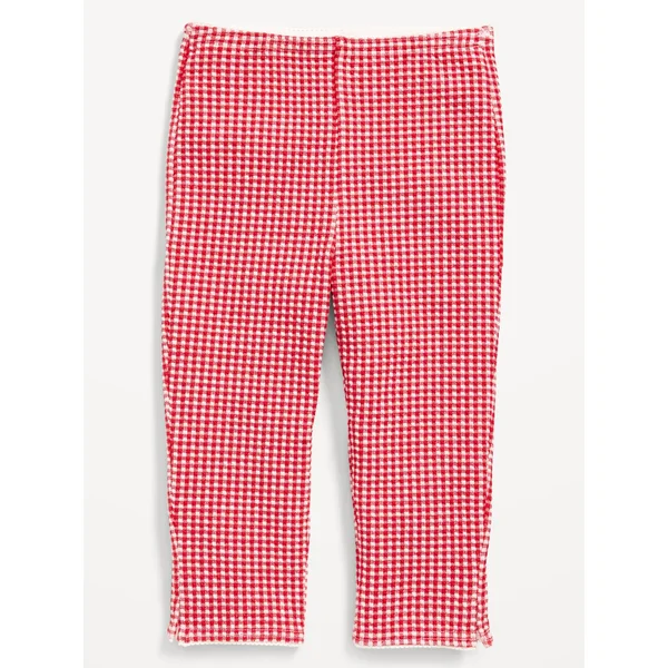 High-Waisted Capri Leggings for Girls - Red Gingham