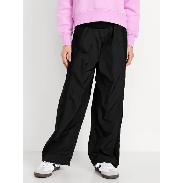 High-Waisted Crinkle Wide-Leg Pants for Girls - Black Jack