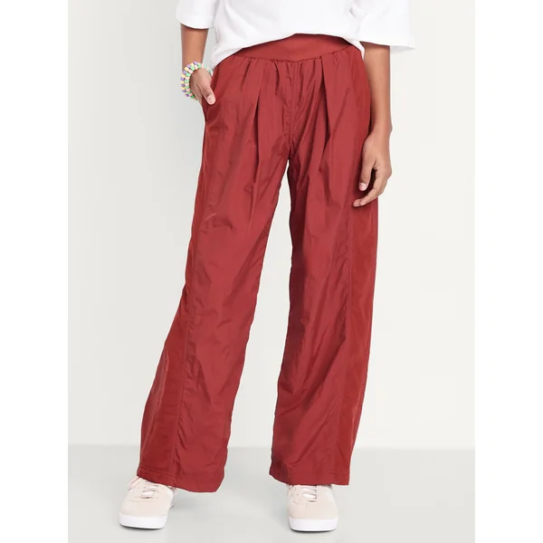 High-Waisted Crinkle Wide-Leg Pants for Girls - CARMINE