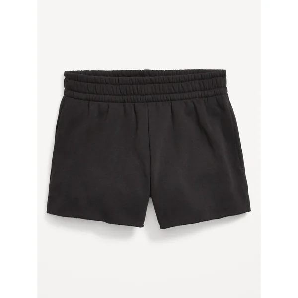 High-Waisted Cut-Off Fleece Shorts for Girls - Black Jack