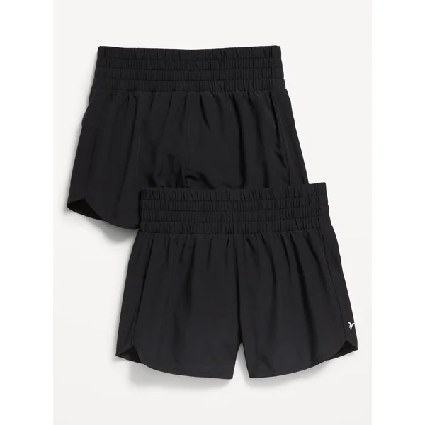 High-Waisted Dolphin-Hem Run Shorts 2-Pack for Girls - Black Jack