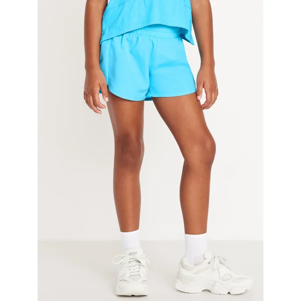 High-Waisted Dolphin-Hem Run Shorts for Girls - BLUE SWIRL