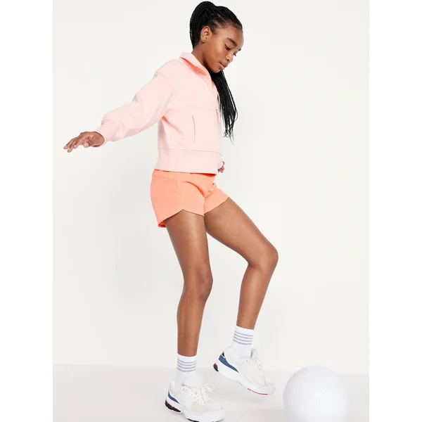 High-Waisted Dolphin-Hem Run Shorts for Girls - Melon Shock Neon