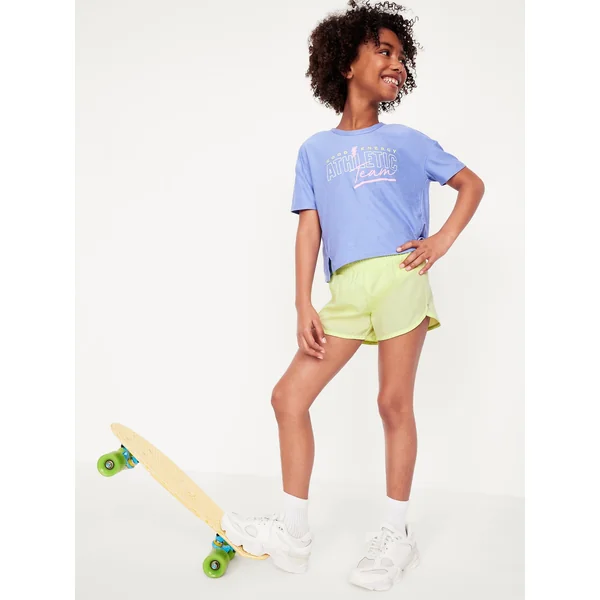 High-Waisted Dolphin-Hem Run Shorts for Girls - Pale Citron