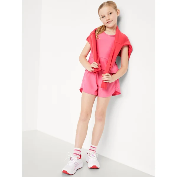High-Waisted Dolphin-Hem Run Shorts for Girls - Pink