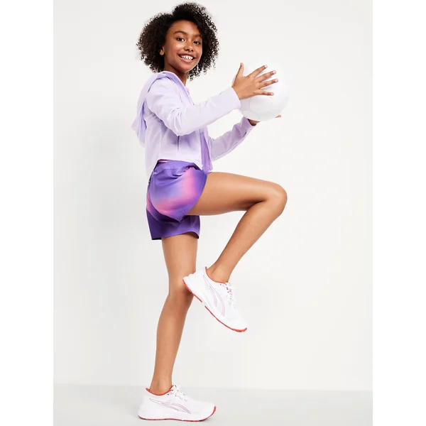 High-Waisted Dolphin-Hem Run Shorts for Girls - Purple Swirl