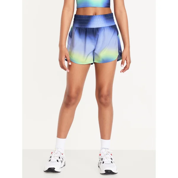 High-Waisted Dolphin-Hem Run Shorts for Girls - Tie Dye Cool