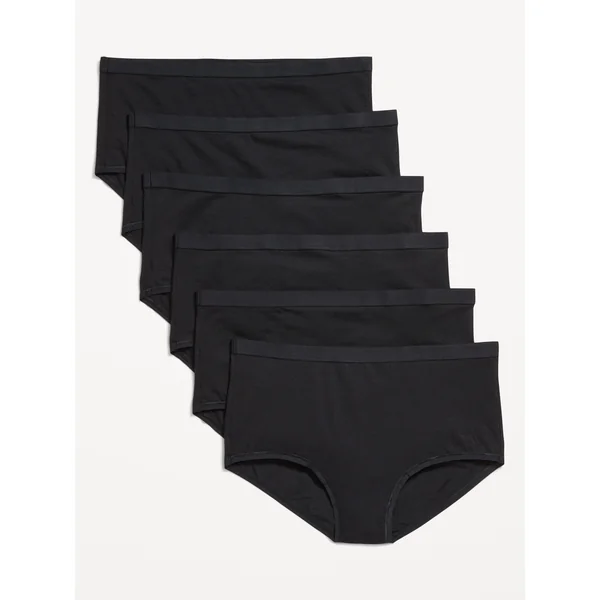 High-Waisted Everyday Brief Cotton Underwear 6-Pack - Black Jack
