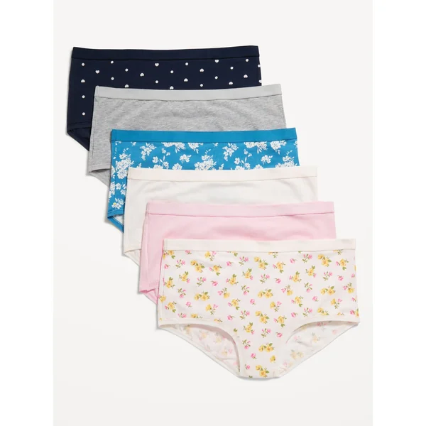 High-Waisted Everyday Brief Cotton Underwear 6-Pack - Ditsy Floral