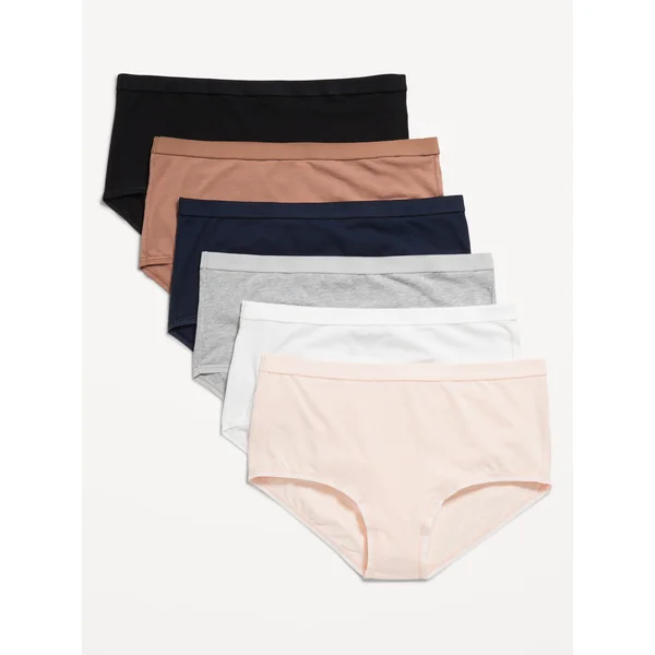 High-Waisted Everyday Brief Cotton Underwear 6-Pack - Neutral
