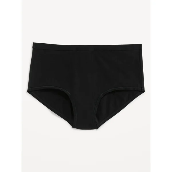 High-Waisted Everyday Brief Cotton Underwear - Black Jack