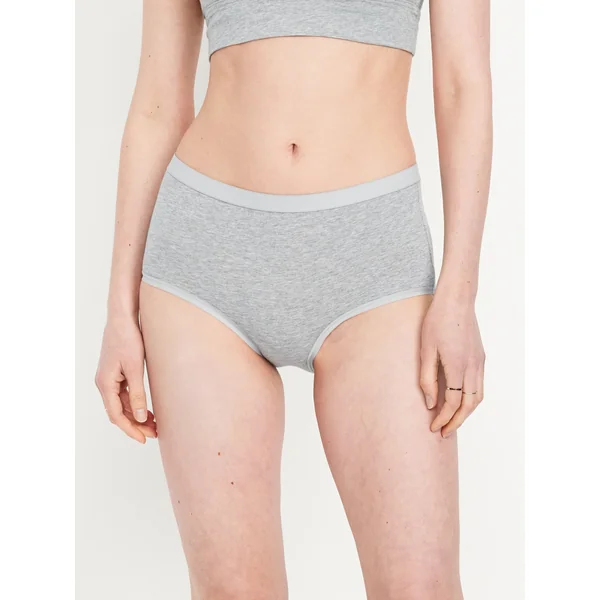 High-Waisted Everyday Brief Cotton Underwear - Heather Gray