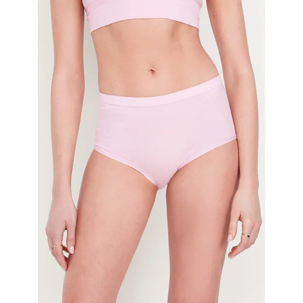 High-Waisted Everyday Brief Cotton Underwear - Palest Blossom