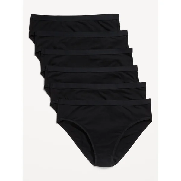 High-Waisted Everyday Cotton Underwear 6-Pack - Black Jack