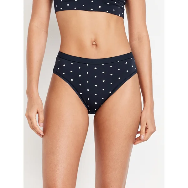 High-Waisted Everyday Cotton Underwear - Navy/White Dots & Hearts