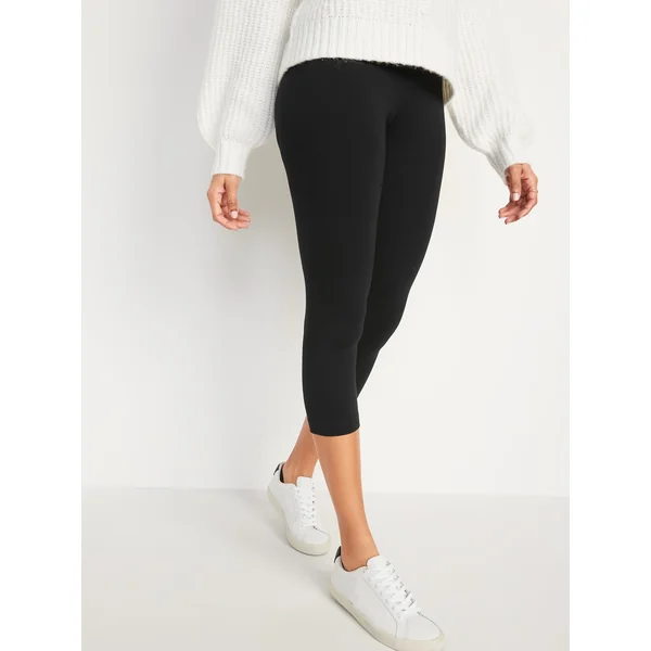 High-Waisted Fashion Layering Cropped Legging - Black Jack