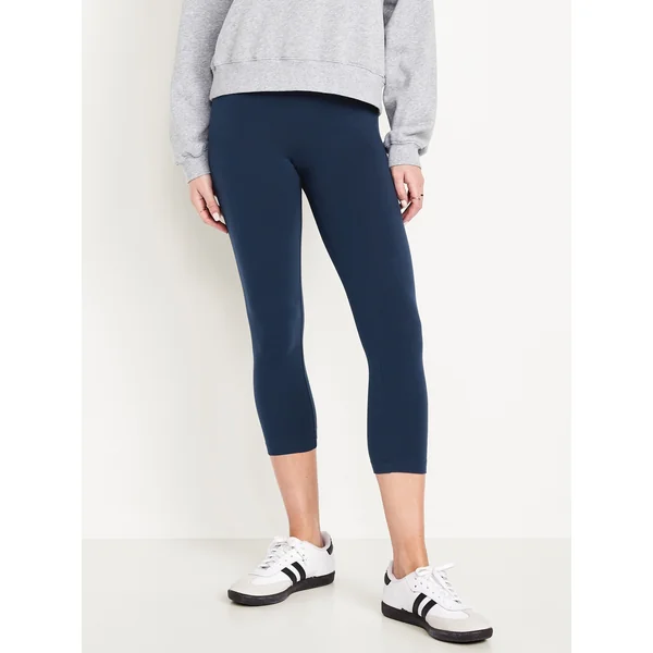 High-Waisted Fashion Layering Cropped Legging - OBSCURE NIGHT