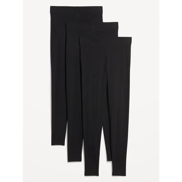 High-Waisted Fashion Layering Leggings 3-Pack - Black Jack