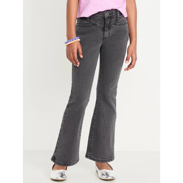 High-Waisted Flare-Leg Jeans for Girls - Black