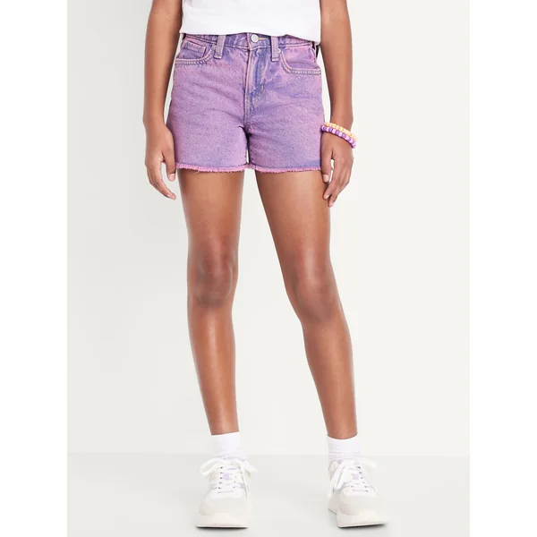 High-Waisted Frayed-Hem Jean Shorts for Girls - Moon Beam